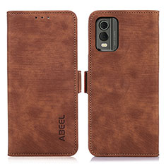 Leather Case Stands Flip Cover Holder K08Z for Nokia C210 Brown