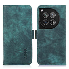 Leather Case Stands Flip Cover Holder K08Z for OnePlus 12R 5G Green