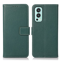 Leather Case Stands Flip Cover Holder K08Z for OnePlus Nord 2 5G Green