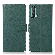 Leather Case Stands Flip Cover Holder K08Z for OnePlus Nord CE 5G Green