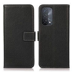 Leather Case Stands Flip Cover Holder K08Z for Oppo A54 5G Black