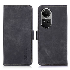 Leather Case Stands Flip Cover Holder K08Z for Oppo Reno10 5G Black