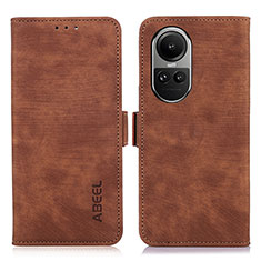 Leather Case Stands Flip Cover Holder K08Z for Oppo Reno10 5G Brown