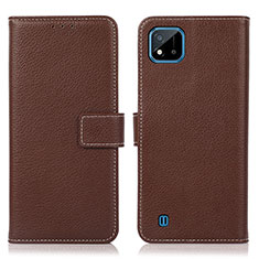 Leather Case Stands Flip Cover Holder K08Z for Realme C11 (2021) Brown