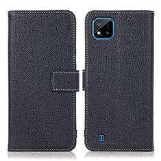 Leather Case Stands Flip Cover Holder K08Z for Realme C20A Navy Blue