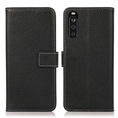 Leather Case Stands Flip Cover Holder K08Z for Sony Xperia 10 III Lite Black