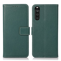 Leather Case Stands Flip Cover Holder K08Z for Sony Xperia 10 III SO-52B Green