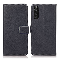 Leather Case Stands Flip Cover Holder K08Z for Sony Xperia 10 III SOG04 Navy Blue