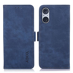 Leather Case Stands Flip Cover Holder K08Z for Sony Xperia 5 V Blue