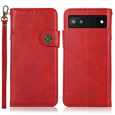 Leather Case Stands Flip Cover Holder K09Z for Google Pixel 6a 5G Red