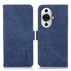 Leather Case Stands Flip Cover Holder K09Z for Huawei Nova 11 Pro Blue