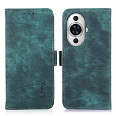 Leather Case Stands Flip Cover Holder K09Z for Huawei Nova 11 Pro Green