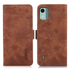 Leather Case Stands Flip Cover Holder K09Z for Nokia C12 Brown