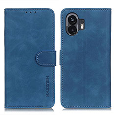 Leather Case Stands Flip Cover Holder K09Z for Nothing Phone 2 Blue