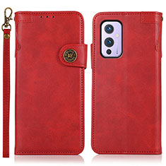 Leather Case Stands Flip Cover Holder K09Z for OnePlus 9 5G Red