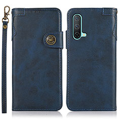 Leather Case Stands Flip Cover Holder K09Z for OnePlus Nord CE 5G Blue