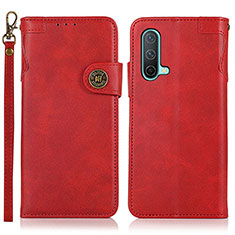 Leather Case Stands Flip Cover Holder K09Z for OnePlus Nord CE 5G Red