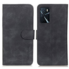 Leather Case Stands Flip Cover Holder K09Z for Oppo A16 Black