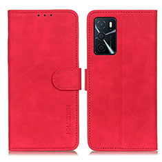 Leather Case Stands Flip Cover Holder K09Z for Oppo A16 Red