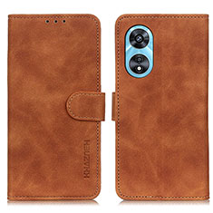 Leather Case Stands Flip Cover Holder K09Z for Oppo A1x 5G Brown