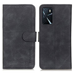 Leather Case Stands Flip Cover Holder K09Z for Oppo A54s Black