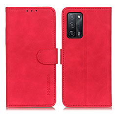 Leather Case Stands Flip Cover Holder K09Z for Oppo A55 5G Red