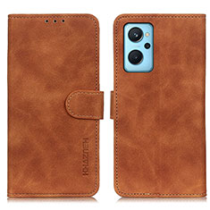 Leather Case Stands Flip Cover Holder K09Z for Oppo A96 4G Brown