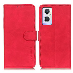 Leather Case Stands Flip Cover Holder K09Z for Oppo A96 5G Red