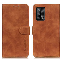 Leather Case Stands Flip Cover Holder K09Z for Oppo F19 Brown