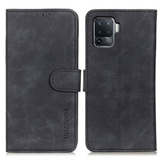 Leather Case Stands Flip Cover Holder K09Z for Oppo F19 Pro Black