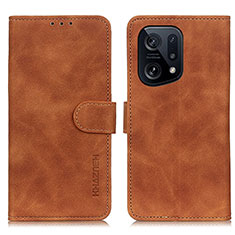 Leather Case Stands Flip Cover Holder K09Z for Oppo Find X5 5G Brown