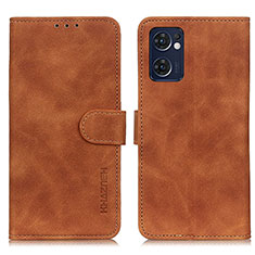 Leather Case Stands Flip Cover Holder K09Z for Oppo Find X5 Lite 5G Brown