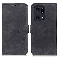 Leather Case Stands Flip Cover Holder K09Z for Oppo Find X5 Pro 5G Black