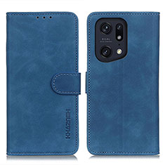 Leather Case Stands Flip Cover Holder K09Z for Oppo Find X5 Pro 5G Blue