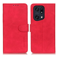 Leather Case Stands Flip Cover Holder K09Z for Oppo Find X5 Pro 5G Red