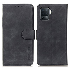 Leather Case Stands Flip Cover Holder K09Z for Oppo Reno5 F Black