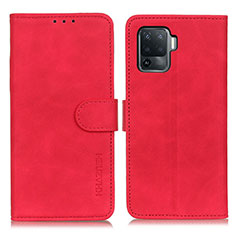 Leather Case Stands Flip Cover Holder K09Z for Oppo Reno5 F Red