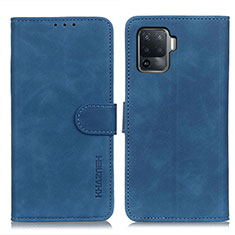 Leather Case Stands Flip Cover Holder K09Z for Oppo Reno5 Lite Blue