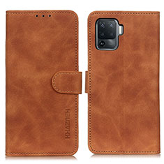 Leather Case Stands Flip Cover Holder K09Z for Oppo Reno5 Lite Brown