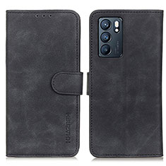 Leather Case Stands Flip Cover Holder K09Z for Oppo Reno6 5G Black