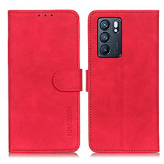 Leather Case Stands Flip Cover Holder K09Z for Oppo Reno6 5G Red