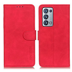 Leather Case Stands Flip Cover Holder K09Z for Oppo Reno6 Pro+ Plus 5G Red