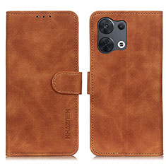Leather Case Stands Flip Cover Holder K09Z for Oppo Reno8 Pro 5G Brown