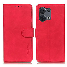 Leather Case Stands Flip Cover Holder K09Z for Oppo Reno9 Pro 5G Red