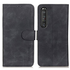 Leather Case Stands Flip Cover Holder K09Z for Sony Xperia 1 III Black