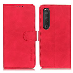 Leather Case Stands Flip Cover Holder K09Z for Sony Xperia 1 III Red