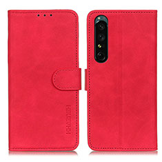 Leather Case Stands Flip Cover Holder K09Z for Sony Xperia 1 IV Red