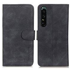 Leather Case Stands Flip Cover Holder K09Z for Sony Xperia 1 IV SO-51C Black