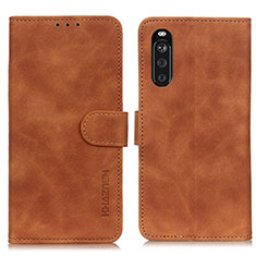 Leather Case Stands Flip Cover Holder K09Z for Sony Xperia 10 III Lite Brown