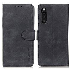 Leather Case Stands Flip Cover Holder K09Z for Sony Xperia 10 III SO-52B Black